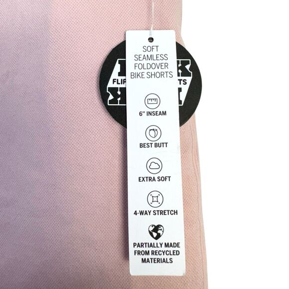 Pink Victorias Secret Flip It Seamless Foldover Bike Shorts Medium Pink Blue NWT - Picture 7 of 12